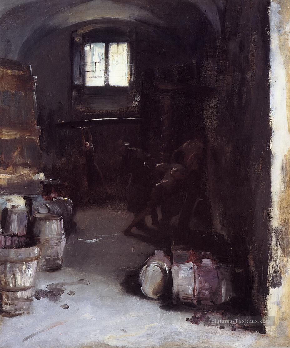 Pressage de la cave à vin florentin de raisins John Singer Sargent Peintures à l'huile